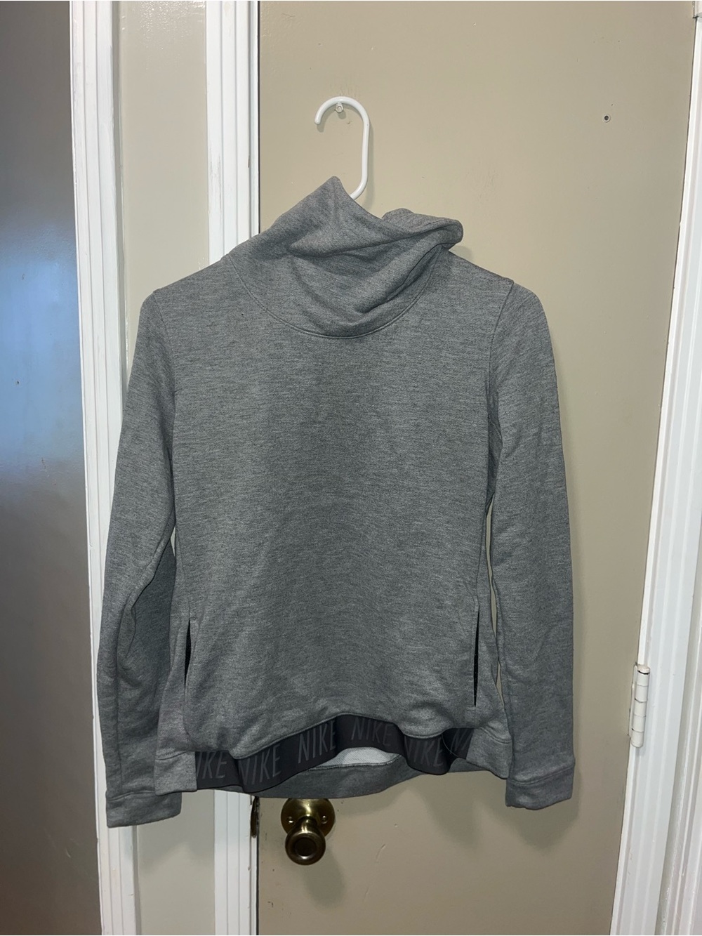 Nike Gray Funnel Neck Pullover with Branded Hem